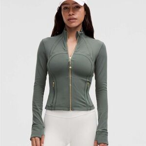 Lululemon Define Jacket – Size 10 – Green with Gold Zip